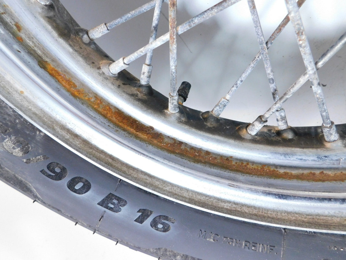 Harley Dyna Softail Sportster 883 1200 Chrome Laced Rear Wheel Rim & Tire -Rust - C3 Cycle