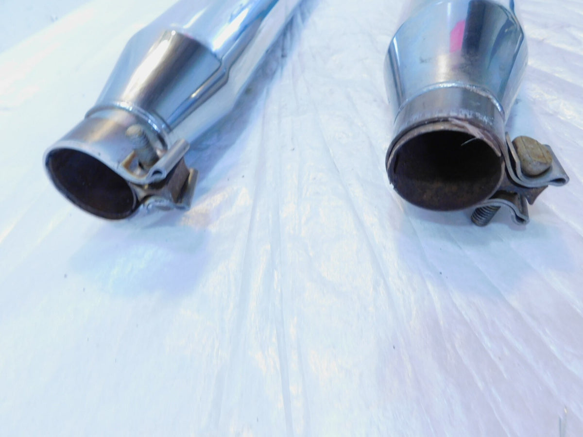 2009 Harley Davidson Dyna FXDB Street Bob Pair Chrome Exhaust Pipe Mufflers - C3 Cycle