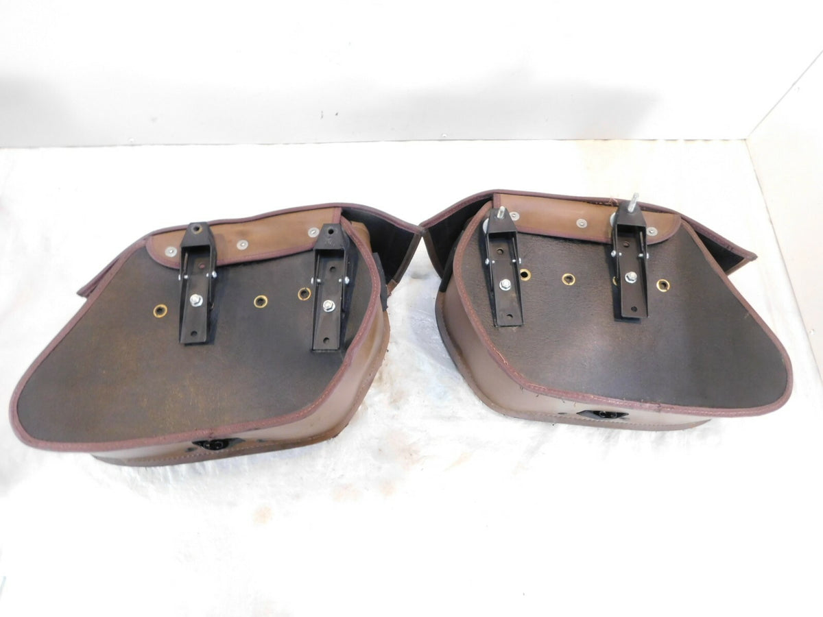 2004-2012 Victory Kingpin Viking Brown Left & Right Saddlebags Side Bags - Torn - C3 Cycle