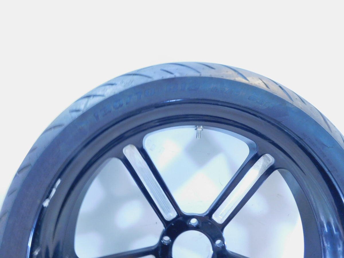 2001 Titan Phoenix ZRM ZSX Softail EVO Black Cast Front Wheel Rim & Tire Damaged - C3 Cycle