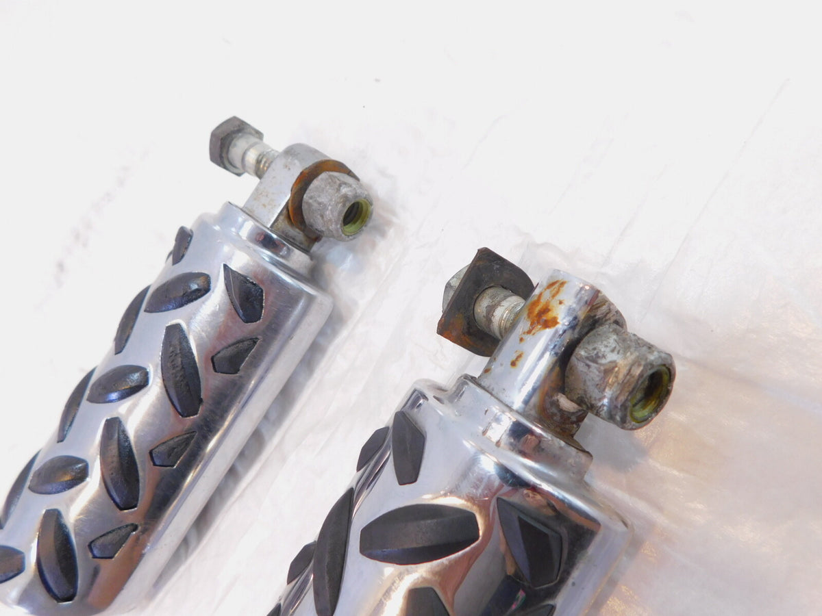 Harley Touring FXR Dyna Sportster & Softail Black & Chrome Footpegs Footrests - C3 Cycle