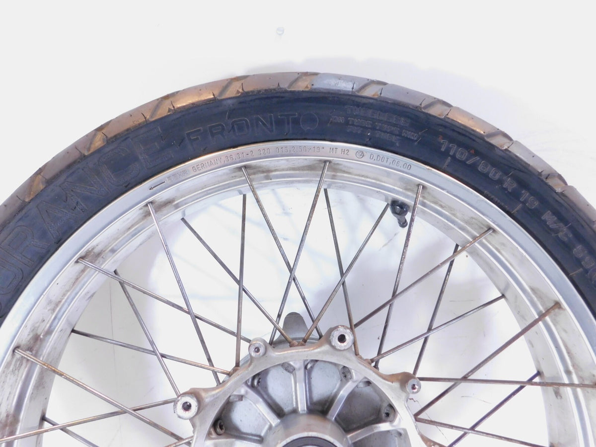 1994-2002 BMW R1100GS R1150GS Silver Spoked Front Wheel Rim Hub & Tire 2.5"x19" - C3 Cycle