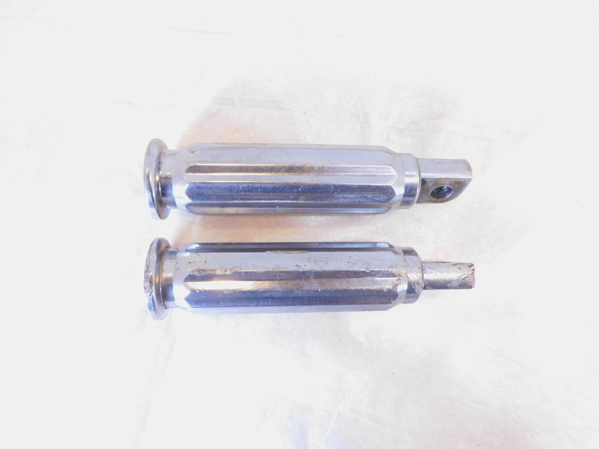 Pair Harley FXR Dyna Sportster & Softail Left Right Chrome Footpeg Footrests - C3 Cycle