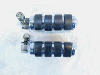 Pair Harley Touring Dyna Sportster & Softail Chrome & Rubber Footpeg Footrests - C3 Cycle