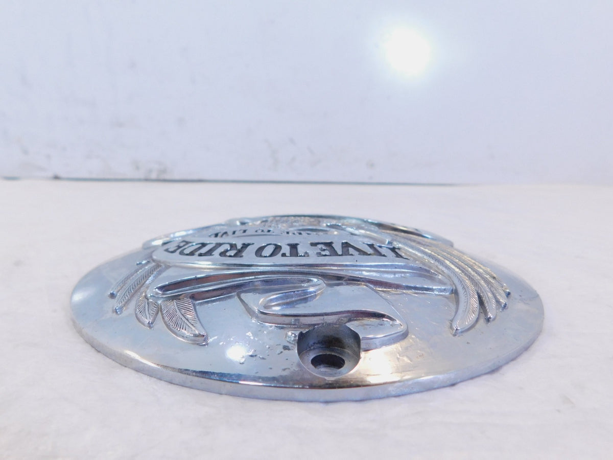 Harley Evo Softail Dyna & FXR Engine Live to Ride Chrome Derby Clutch Cap Cover - C3 Cycle