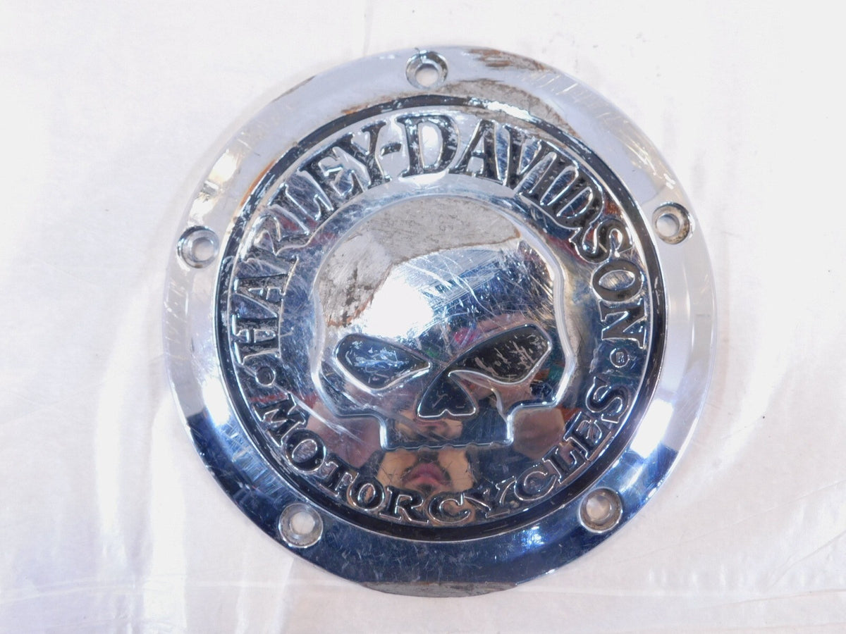 Harley Twin Cam Touring Dyna Softail Willie G Skull Derby Clutch Cover -Damage - C3 Cycle