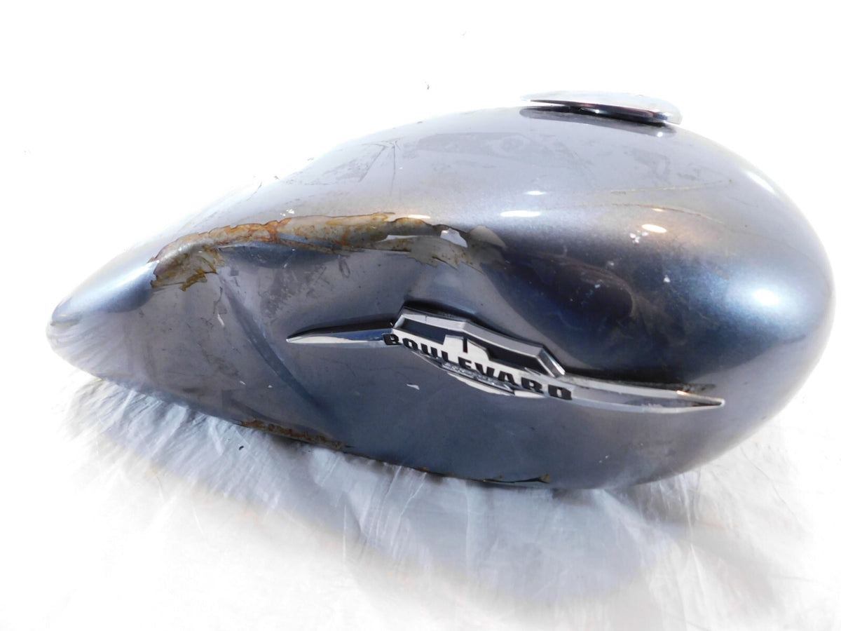 2005-2009 Suzuki Boulevard S83 VS1400 Gray Gas Petrol Fuel Tank Reservoir dented - C3 Cycle