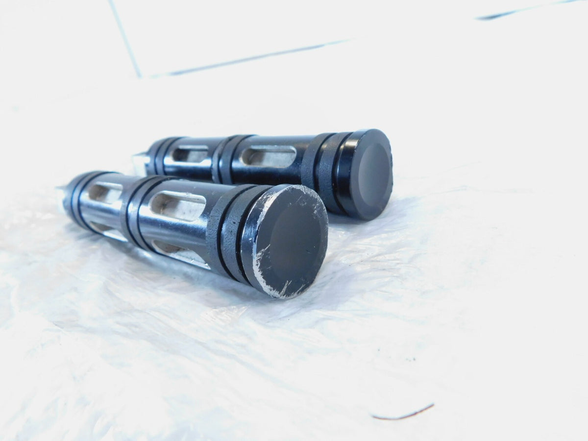 Harley Davidson FXR Dyna Sportster & Softail Black "Edge Cut" Footpegs Footrests - C3 Cycle