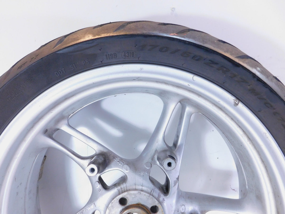 BMW R1100S R1150R R1150RS R1150RT Silver Rear Wheel Rim w/ Tire 5x17" - Bent - C3 Cycle