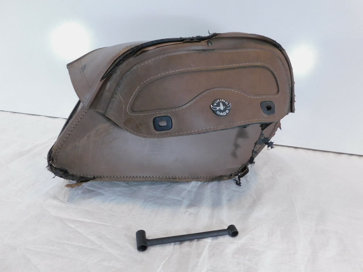 Harley Davidson Dyna Street Bob Wide Glide Right Brown Viking Side Bag Saddlebag - C3 Cycle