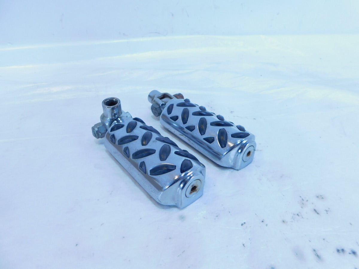 Harley Touring FXR Dyna Sportster & Softail Black & Chrome Footpegs Footrests - C3 Cycle