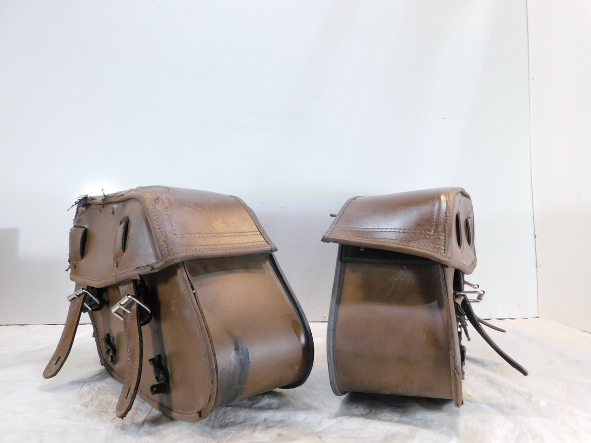 2004-2012 Victory Kingpin Viking Brown Left & Right Saddlebags Side Bags - Torn - C3 Cycle