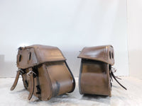 2004-2012 Victory Kingpin Viking Brown Left & Right Saddlebags Side Bags - Torn - C3 Cycle
