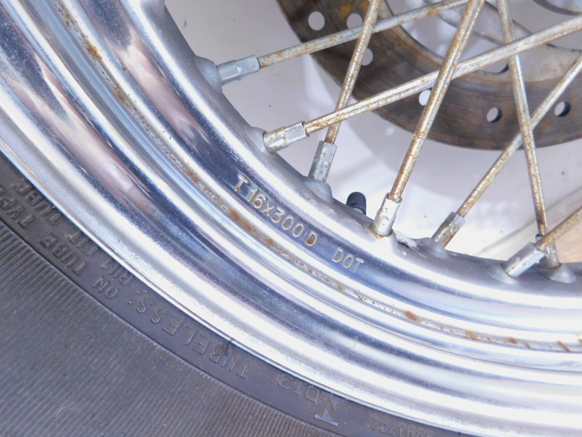 Harley Davidson Sportster 883 & 1200 Laced Rear Wheel Rim & Tire & Rotor - Bent - C3 Cycle