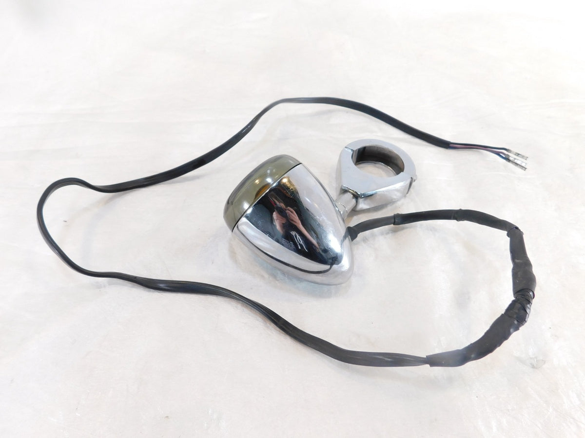Harley Davidson Chrome Softail Dyna VRod Front Turn Signal Indicator w/ Bracket - C3 Cycle