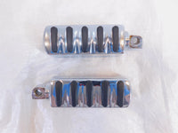 Pair Harley Touring Dyna Sportster & Softail Chrome & Rubber Footpeg Footrests - C3 Cycle