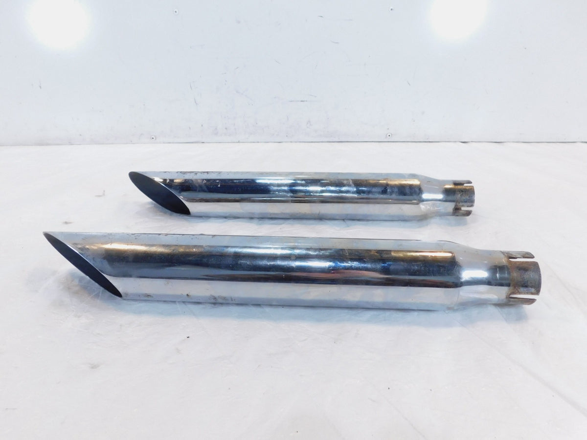 Harley Davidson Dyna Super Glide Low Rider Chrome Exhaust Pipe Slashed Mufflers - C3 Cycle