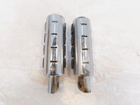 Pair Harley Touring Dyna Sportster & Softail Chrome & Rubber Footpeg Footrests - C3 Cycle