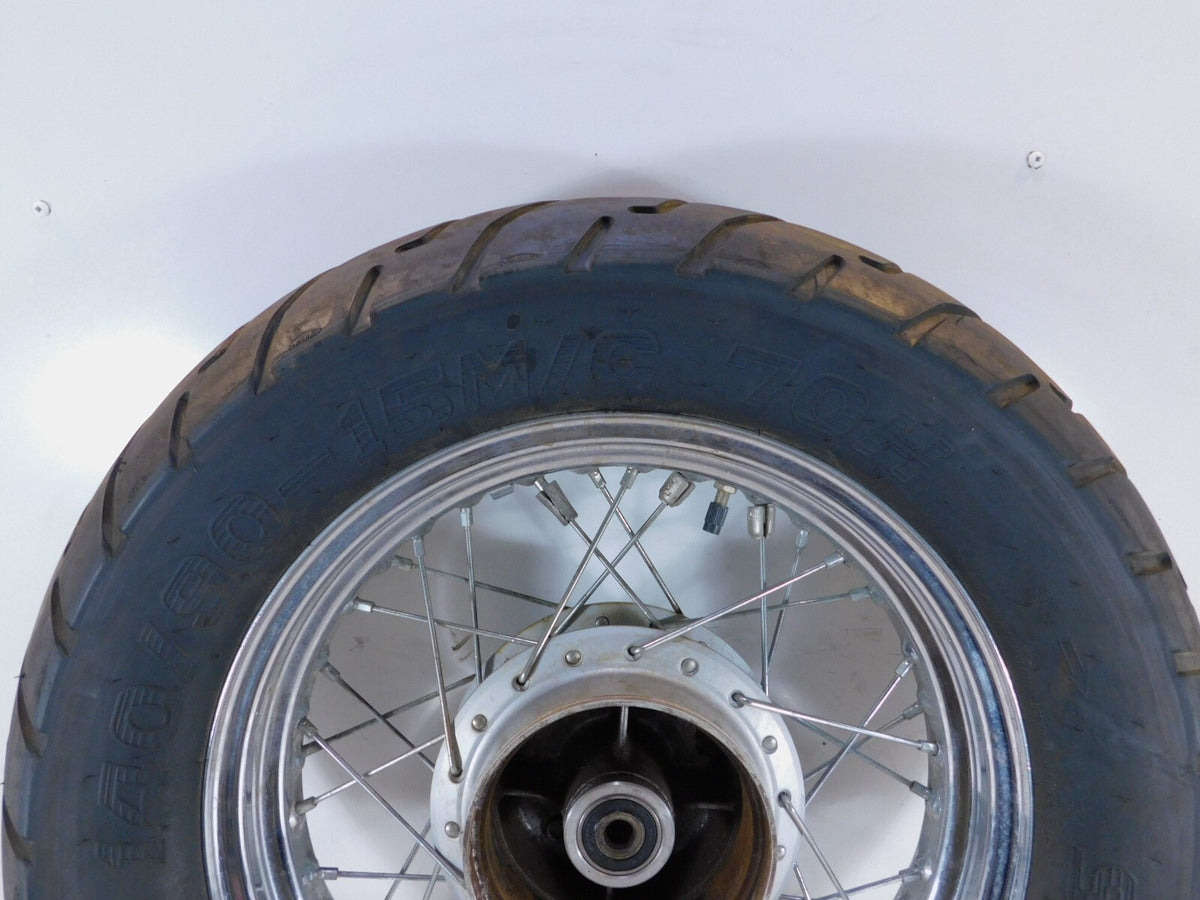 1996-2000 Honda Rebel CMX250 CMX250C Rear Spoked Wheel Rim & Hub 2.75x15 -Bent - C3 Cycle