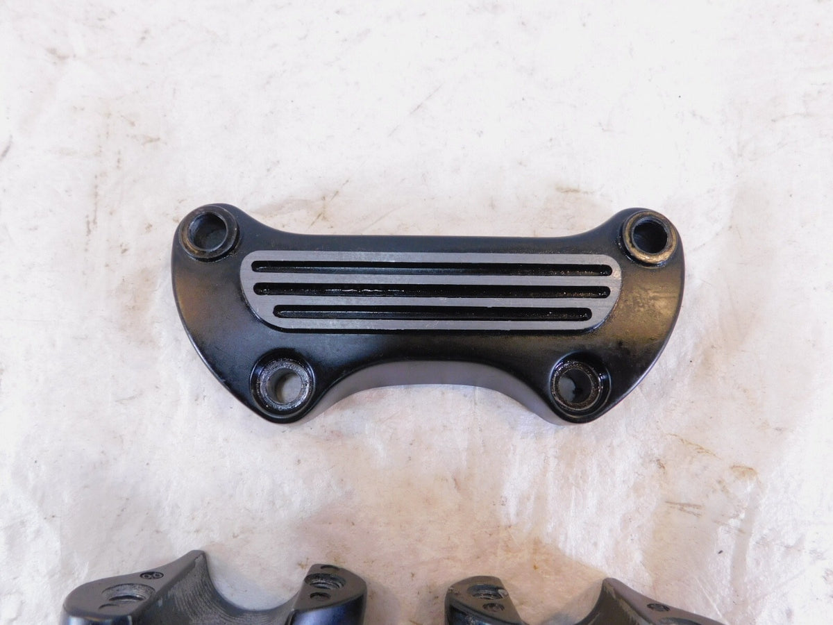 Harley Davidson Sportster 883 & 1200 & Dyna Black Handlebar Bar Riser Clamps - C3 Cycle