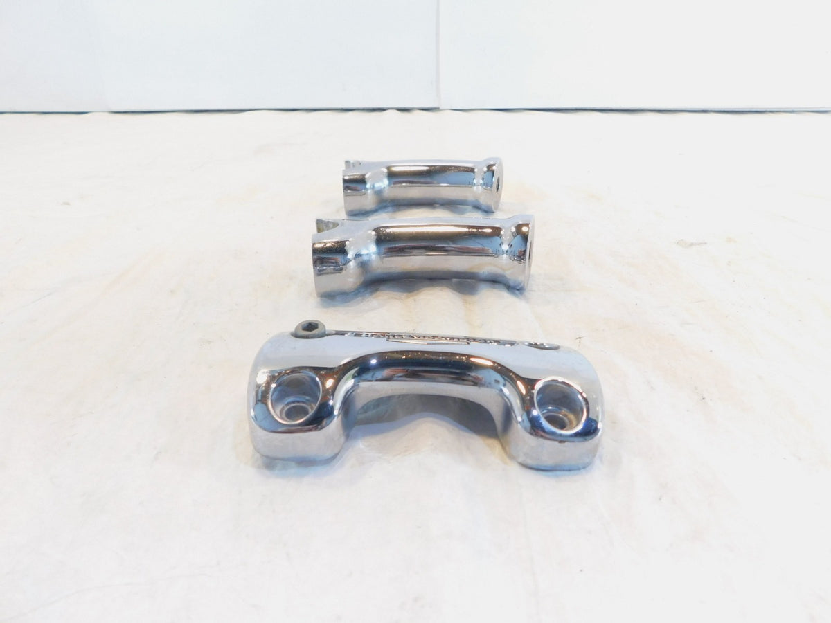 2005-2012 Harley Davidson Softail FLSTN Deluxe Chrome Handlebar Riser Brackets - C3 Cycle