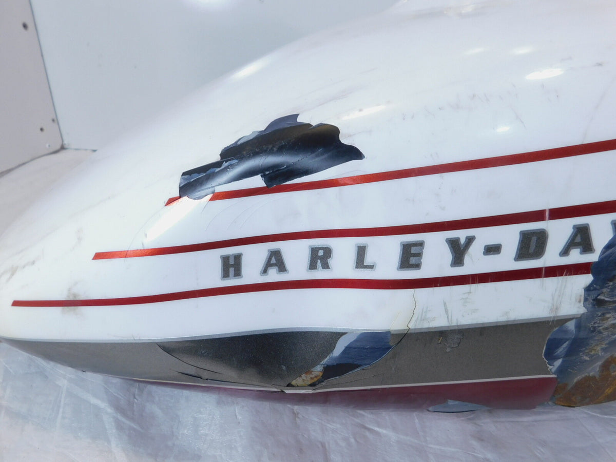 Harley Davidson Road Street & Electra Glide White Fuel Gas Petrol Tank - Dented - C3 Cycle