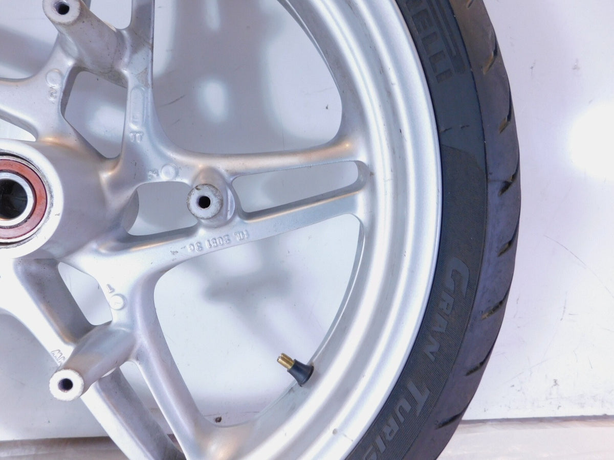 2000-2006 BMW R1150R R1150RS R1150RT Silver Front Wheel Rim & Tire 3.5x17"  Bent - C3 Cycle