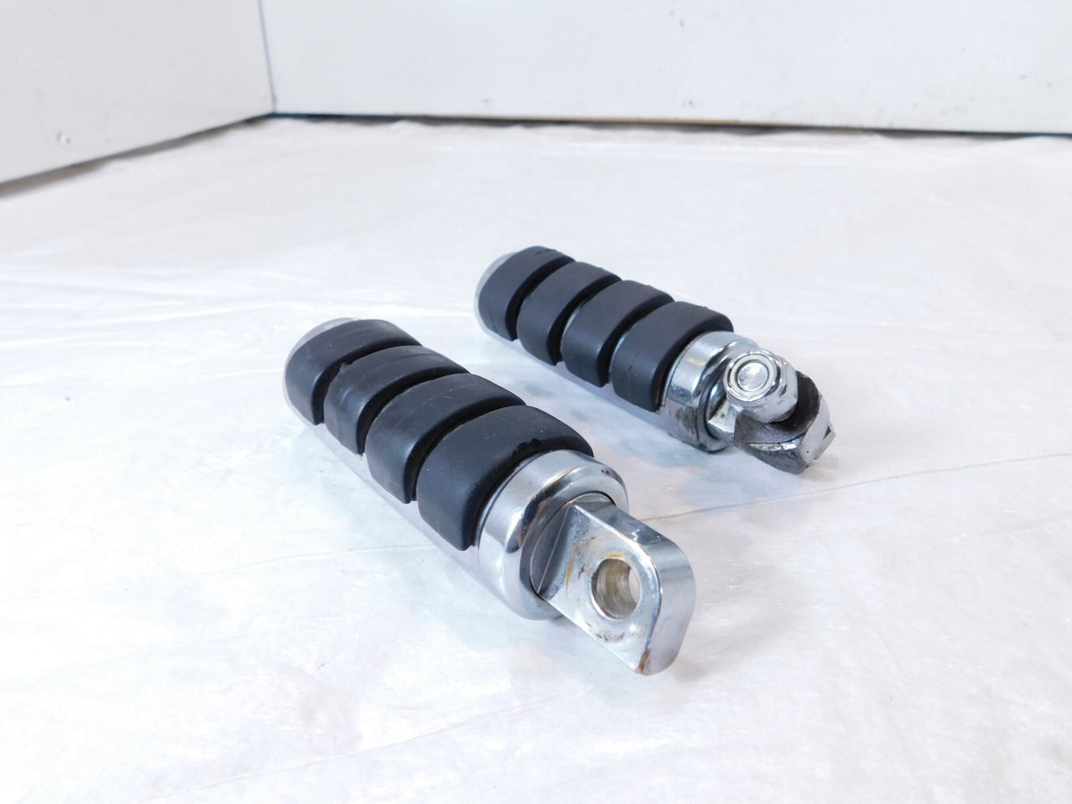 Harley Touring FXR Dyna Sportster & Softail Chrome & Rubber Footpegs Footrests - C3 Cycle