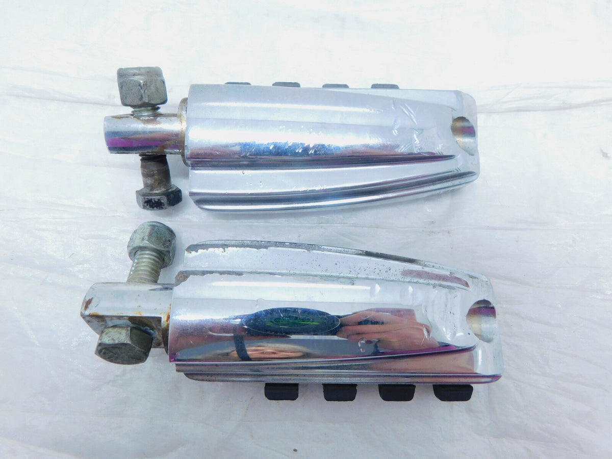 Harley Touring Dyna Sportster & Softail Large Chrome & Rubber Footpegs Footrests - C3 Cycle