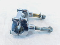 Chrome Harley Dyna Wide & Super Glide Custom Handlebar Mount Clamp Brackets - C3 Cycle
