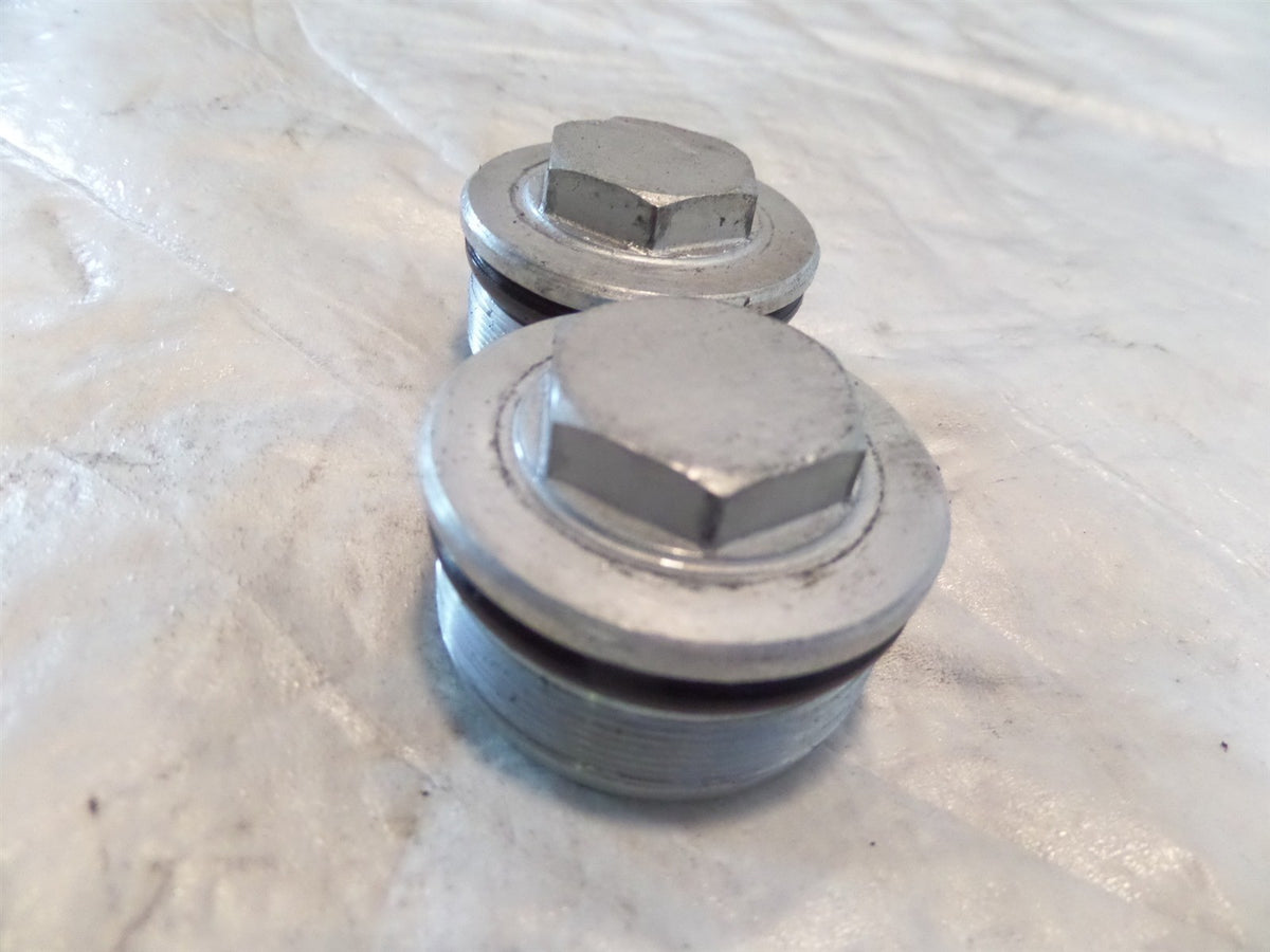 2017 17 Royal Enfield Continental GT 535 Silver Front Fork Tube Bolt Plug Caps - C3 Cycle