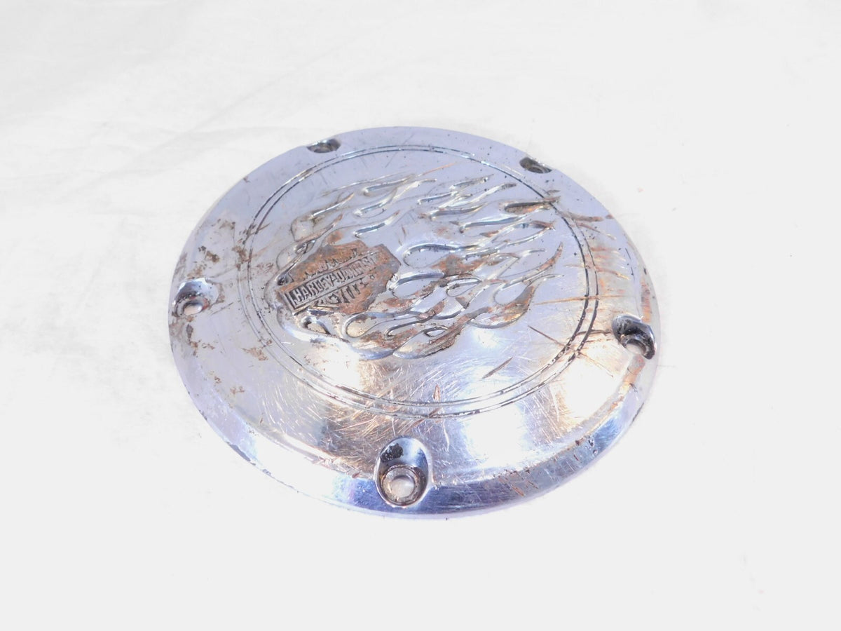 Harley Davidson Twin Cam Touring Dyna Softail Chrome Flames Derby Clutch Cover - C3 Cycle