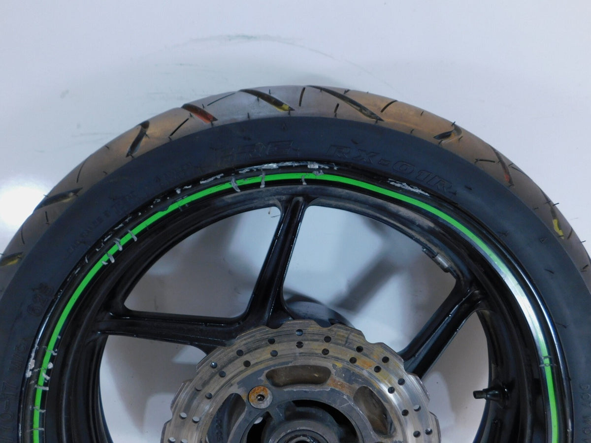 2008 2009 2010 Kawasaki Ninja 250R EX250 Black/Green Rear Wheel Rim 17x3.5 -Bent