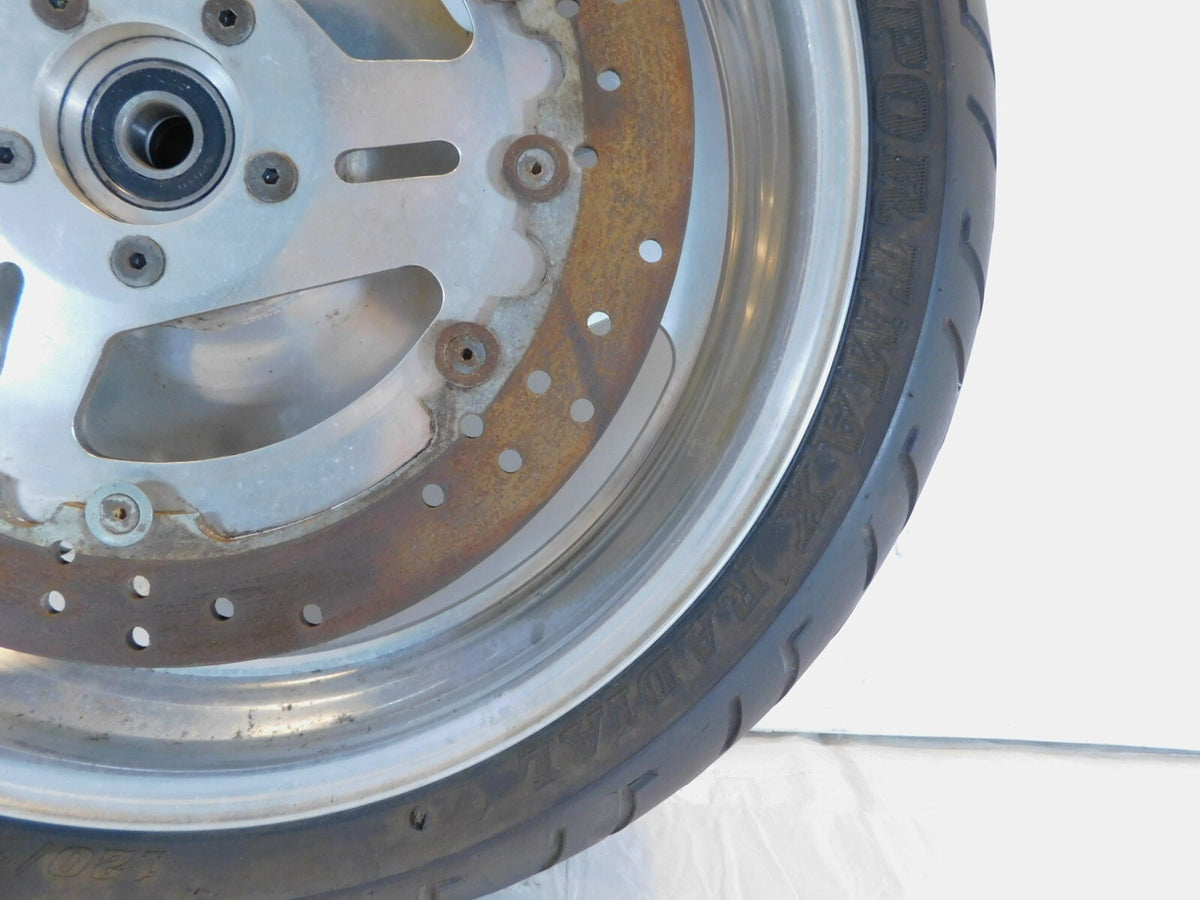 1995 & 1996 Buell M2 Thunderbolt Marchesini Silver Front Wheel Rim & Tire - C3 Cycle