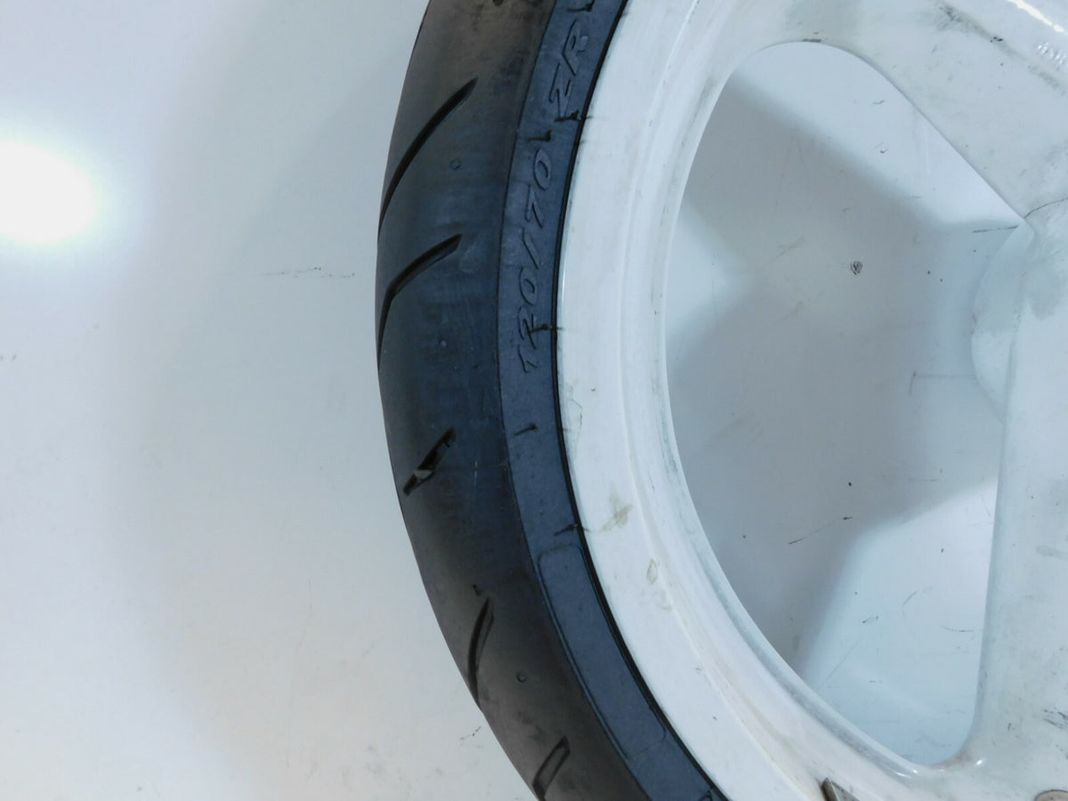 1995 & 1996 Buell M2 Thunderbolt Marchesini White Front Wheel Rim & Tire - Crack - C3 Cycle