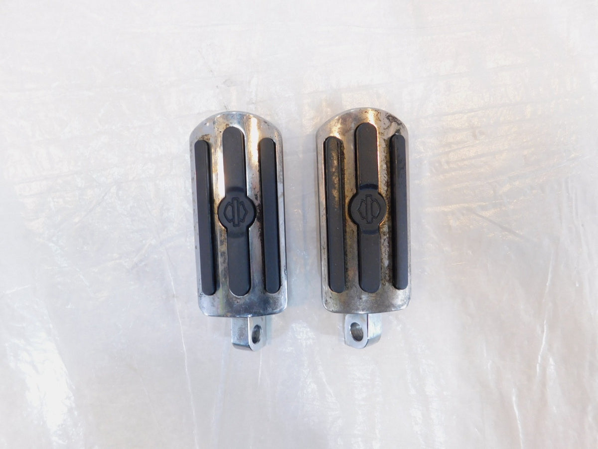 Harley  Dyna Sportster & Softail Left & Right Chrome & Rubber Footpegs Footrests - C3 Cycle