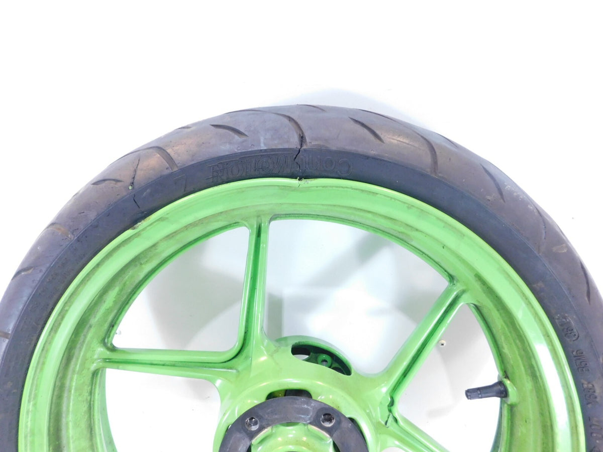 2005 & 2006 Kawasaki Ninja ZX6R ZX636 ZX6RR ZX600N Green Front Wheel Rim - bent - C3 Cycle