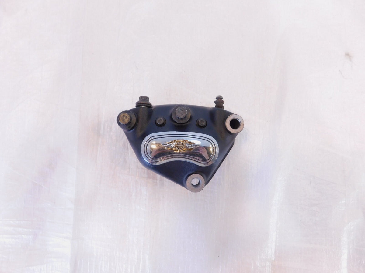 Harley Davidson Touring Flame Logo Chrome Black Right Front Brake Caliper - C3 Cycle
