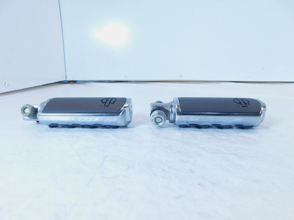 Harley Touring FXR Dyna Sportster & Softail Black & Chrome Footpegs Footrests - C3 Cycle