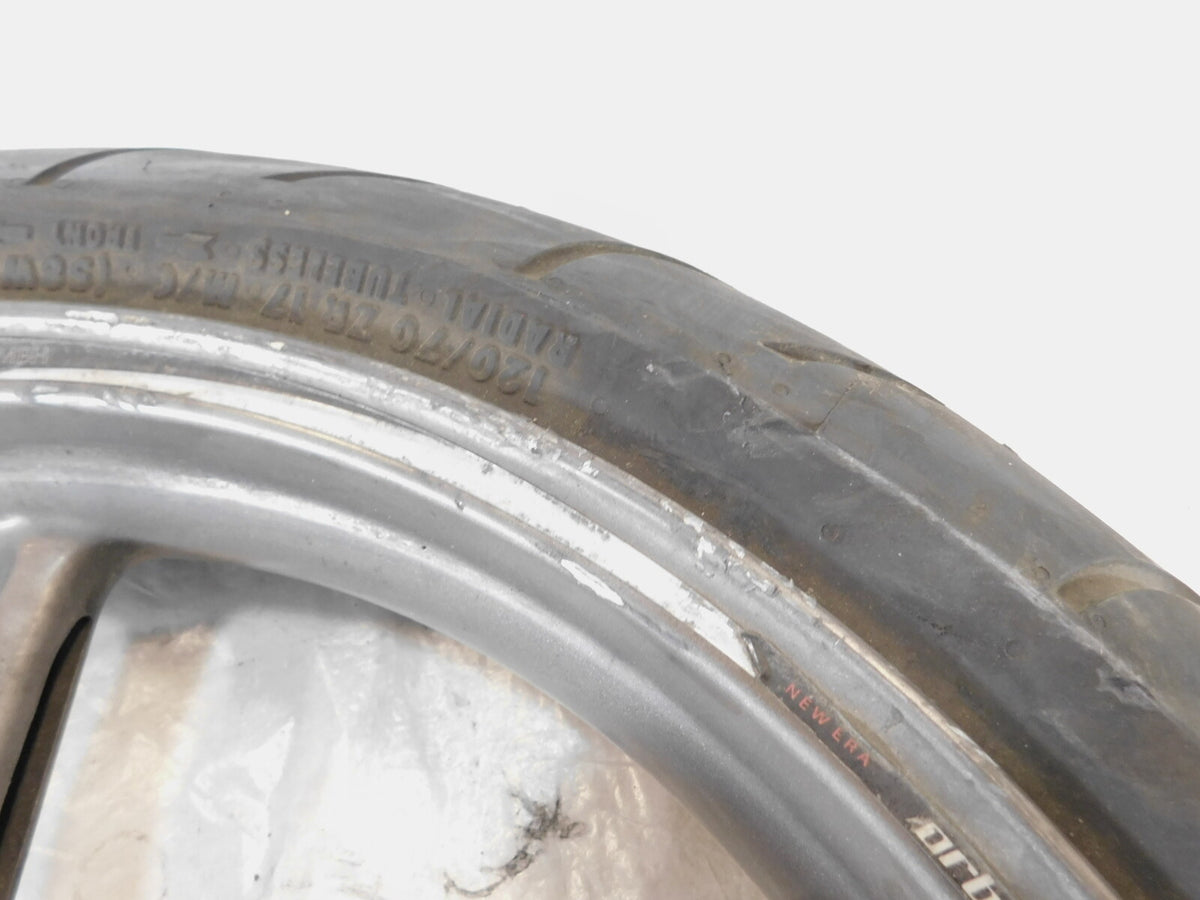 2006-2016 Triumph Daytona 675 Spoked Front Wheel Rim & Tire 3.5" x 17" - Cracked - C3 Cycle