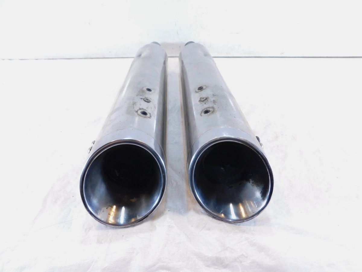 Pair Harley Davidson Road King Electra Glide Chrome Bub Slip On Exhaust Mufflers - C3 Cycle