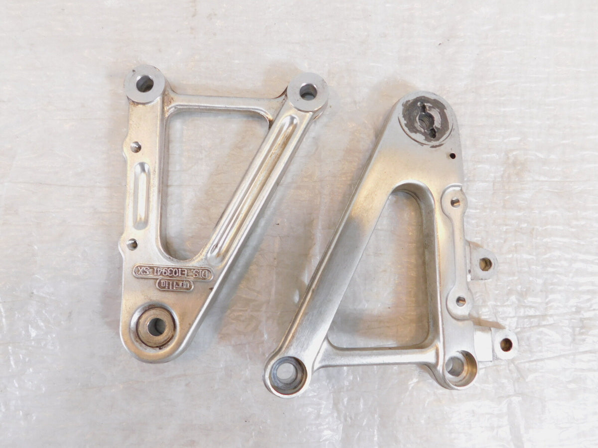2000-2003 Aprilia SL1000 Falco Front Silver Left/Right Footrest Foot Peg Mounts - C3 Cycle