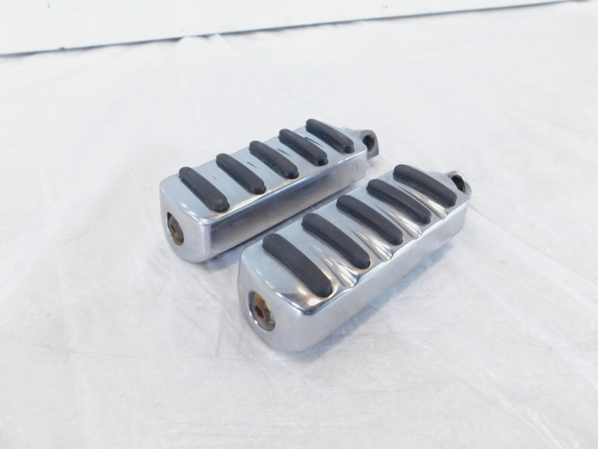 Harley Touring FXR Dyna Sportster & Softail Chrome & Rubber Footpegs Footrests - C3 Cycle