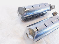 Pair Harley Touring Dyna Sportster & Softail Chrome & Rubber Footpeg Footrests - C3 Cycle
