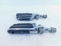 Pair Harley Touring Dyna Sportster & Softail Chrome & Rubber Footpeg Footrests - C3 Cycle