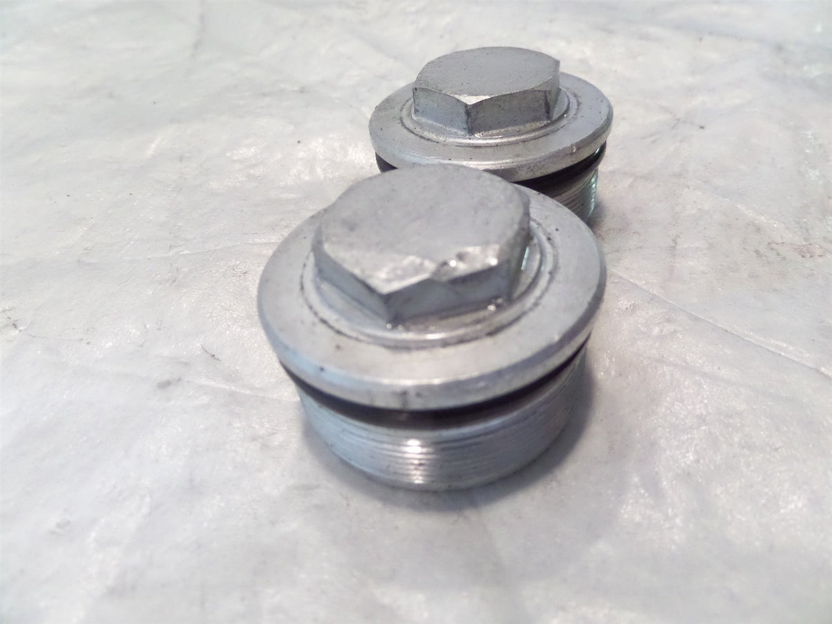 2017 17 Royal Enfield Continental GT 535 Silver Front Fork Tube Bolt Plug Caps - C3 Cycle
