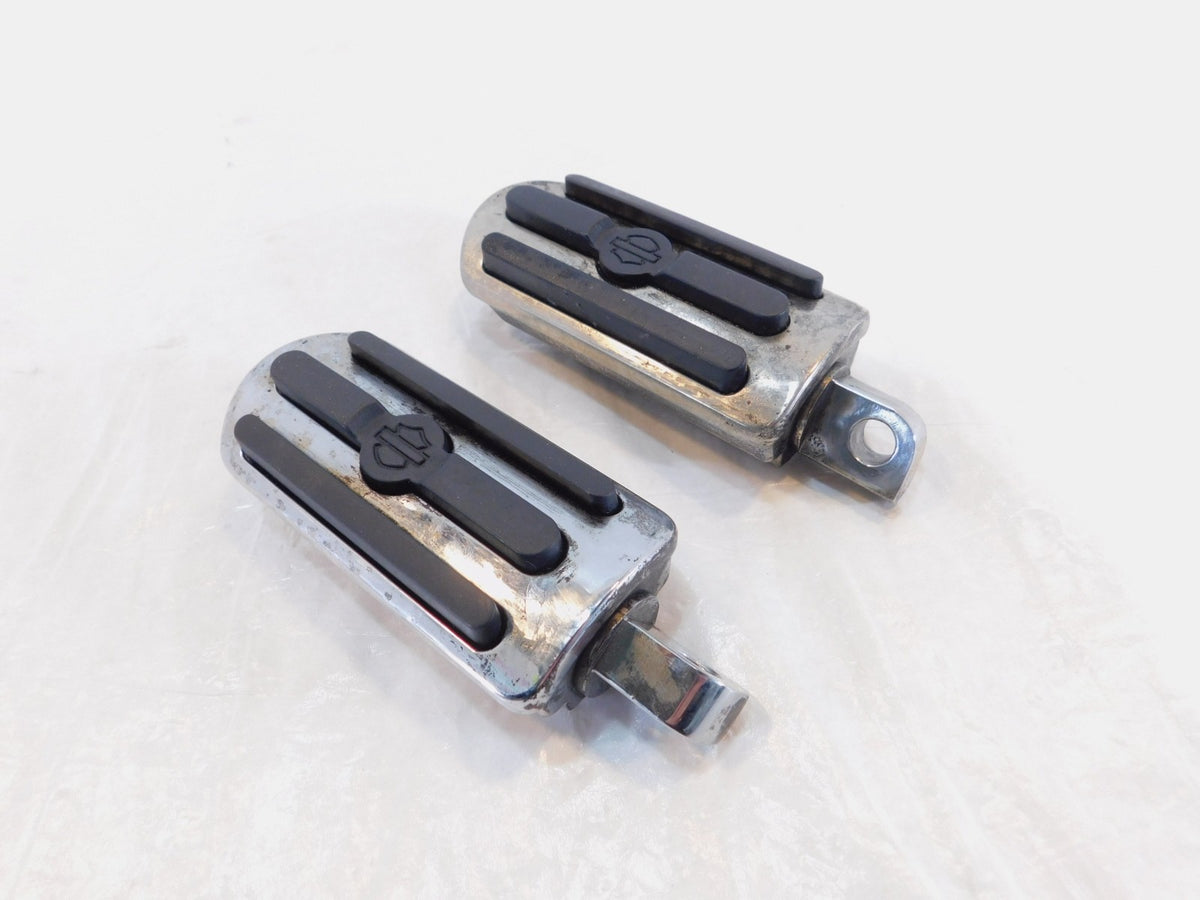 Harley  Dyna Sportster & Softail Left & Right Chrome & Rubber Footpegs Footrests - C3 Cycle