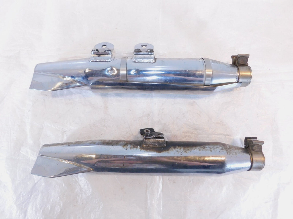 Harley Softail Heritage Classic Fishtail Chrome Front Rear Exhaust Pipe Mufflers - C3 Cycle