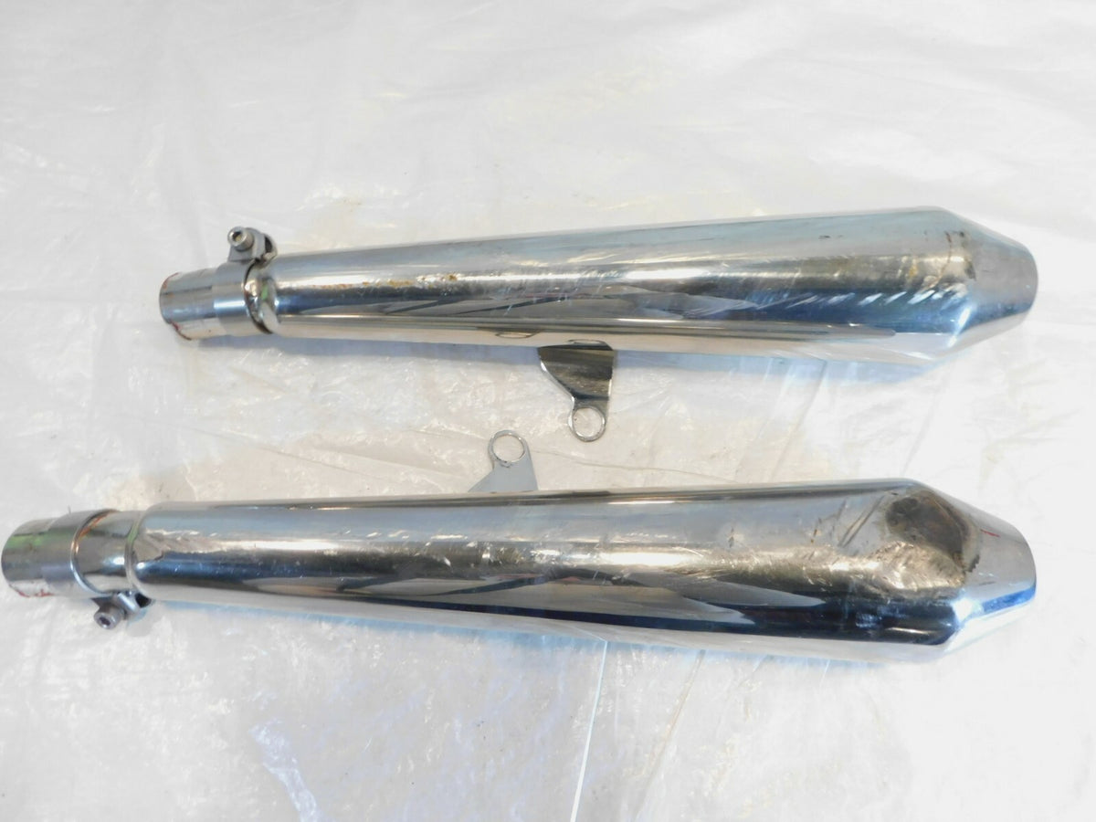 2015 & 2016 Triumph Thruxton 900 Left/Right Rear Exhaust Muffler Pipes - Dents - C3 Cycle