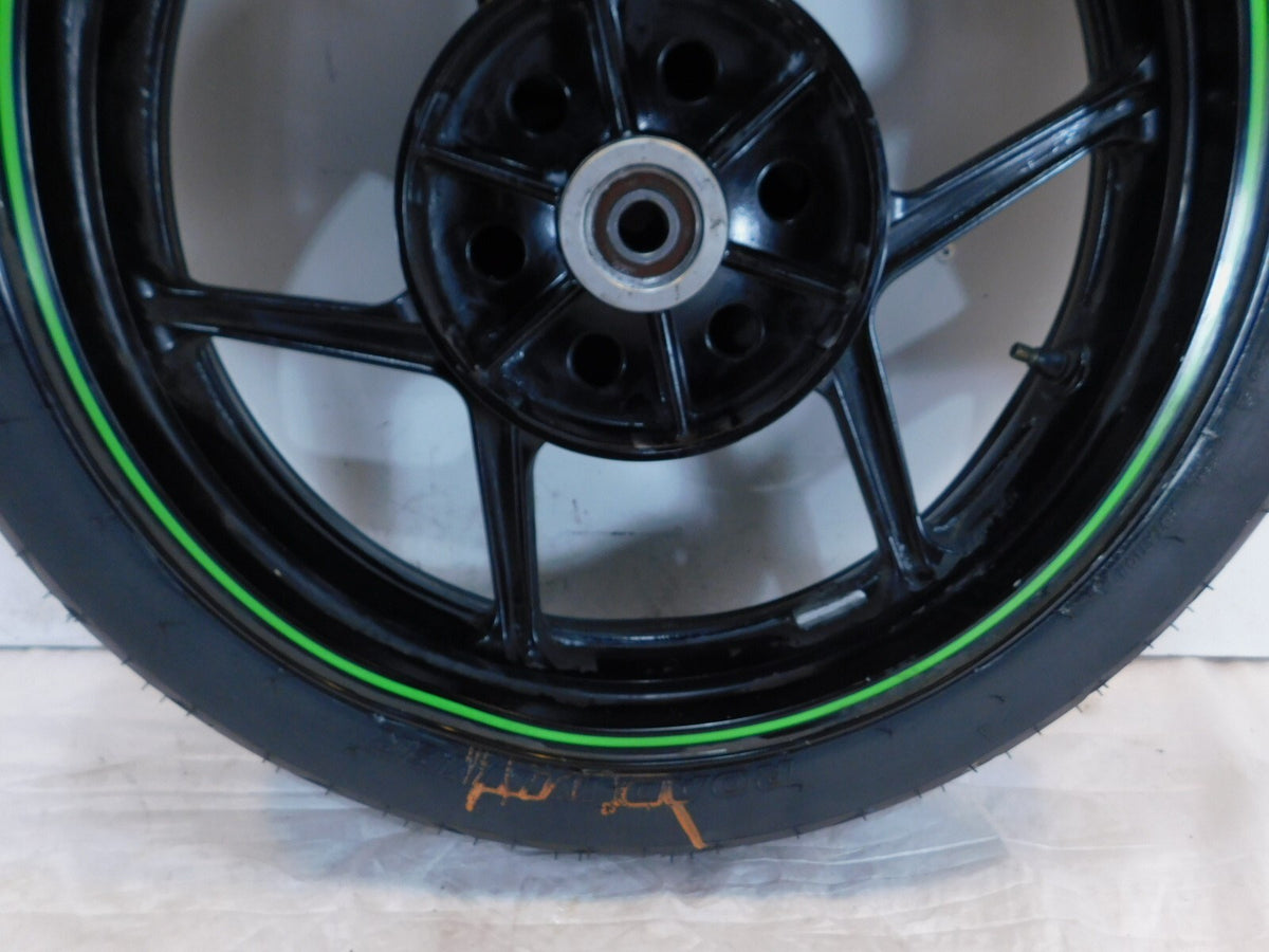 2008 2009 2010 Kawasaki Ninja 250R EX250 Black/Green Rear Wheel Rim 17x3.5 -Bent